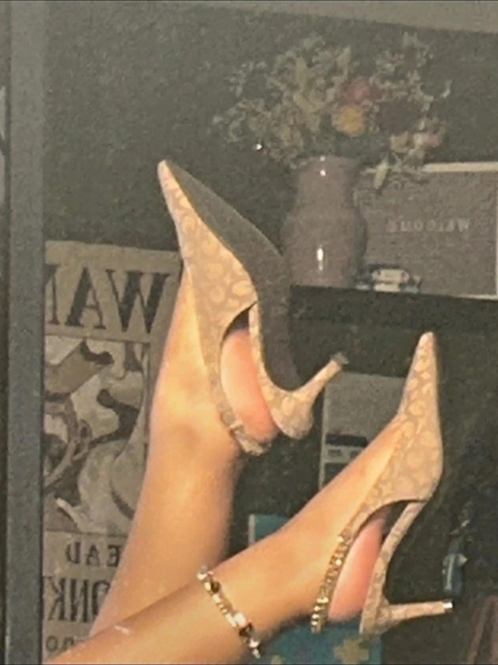 GUESS Patterned Pointed-Toe Slingback Heels